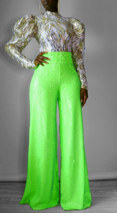 Wyatt High waist Palazzo Sequin Pants