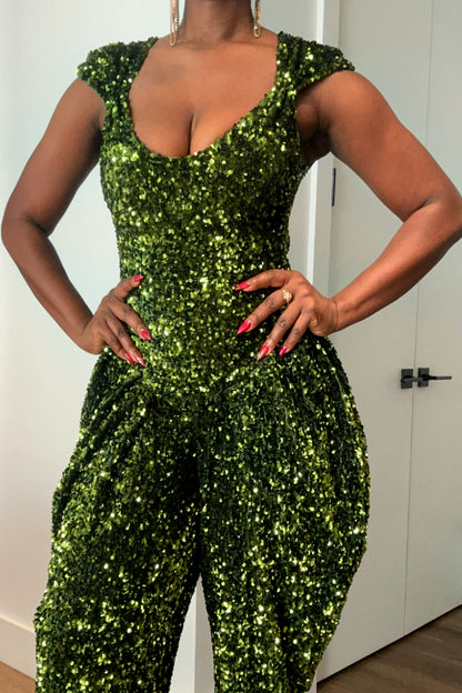 Olivia Sweetheart Sequin Jumpsuit