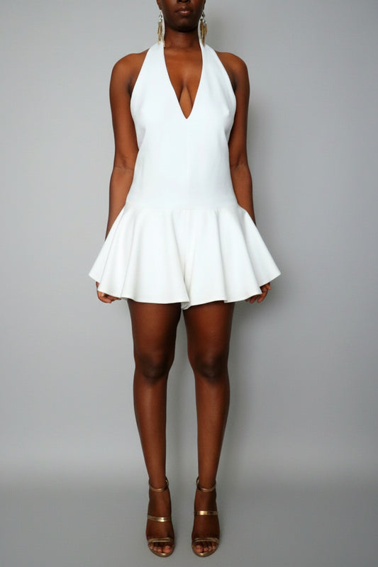 White Halter Ponte Romper